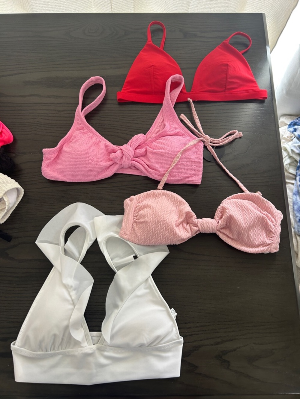 Bikini Top Set of Four - Red, Pink, White